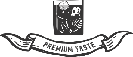 Premium Taste icon with skeleton and drinking glass