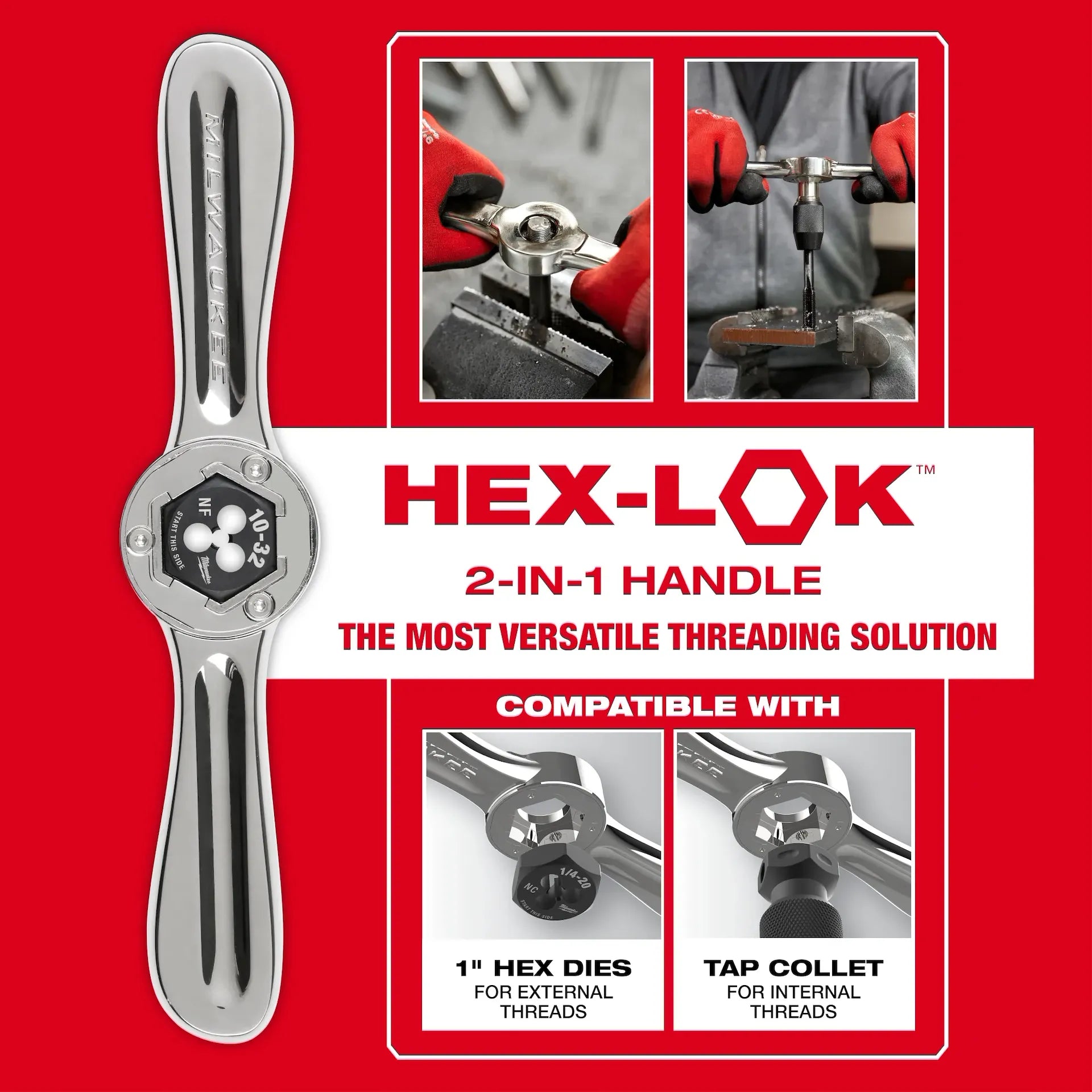 Milwaukee Hex-LOK™ 2-in-1 Tap and Die Threading Handle - Image 4