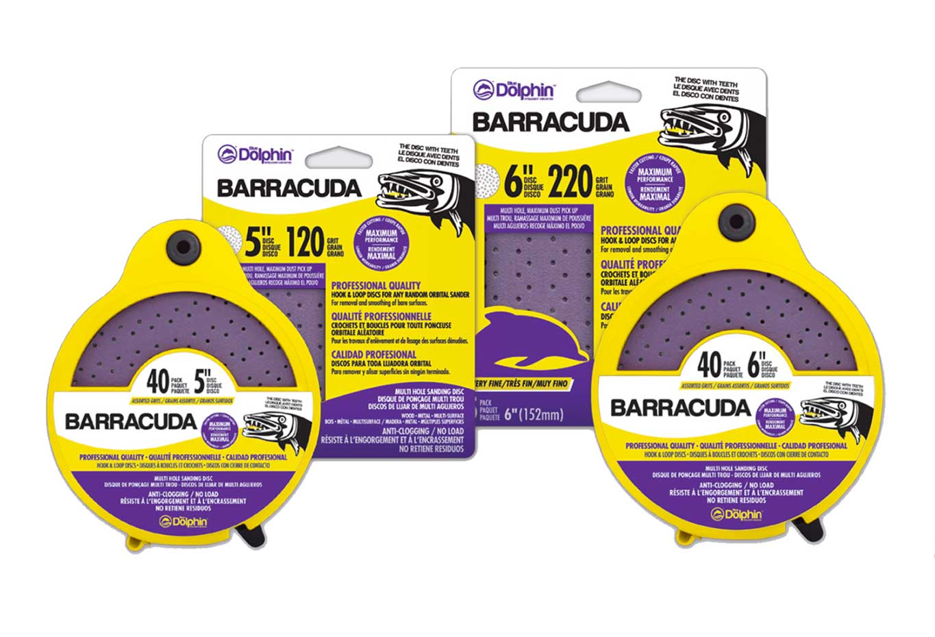 Linzer Blue Dolphin Barracuda Hook & Loop No Load Discs 5" Multi-Hole 220 Grit (5 Pack)