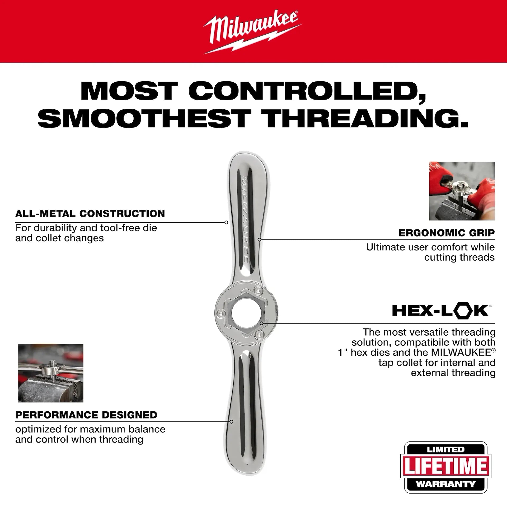 Milwaukee Hex-LOK™ 2-in-1 Tap and Die Threading Handle - Image 5
