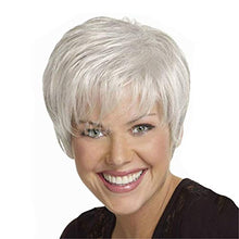 Load image into Gallery viewer, Andongnywell Short White Human Hair Wigs for Women Natural Real Hair Healthy Fiber Wig with Bangs Hairpiece (White,One Size)
