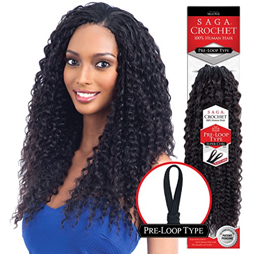 Saga Human Hair Crochet Braids Pre Loop Type Super Curl (16