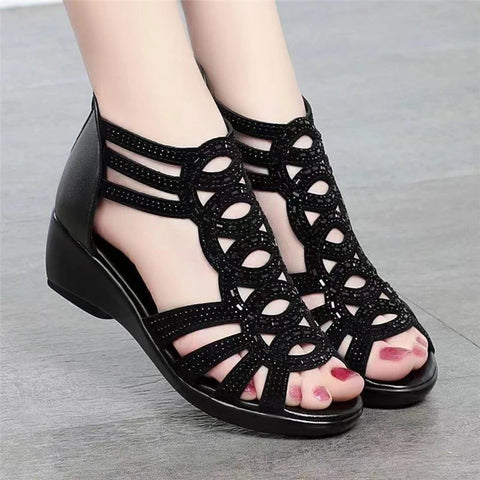 Soft Leather Roman Sandals Shoes For Women Summer Mother Wedges Heel Femme Sandalias Sandalet Sandalen Damen c5318f97 96ee 4504 98be