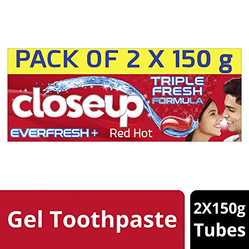 closeup red hot gel toothpaste