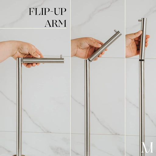 Gold Paper Stand with Marble Base Vertical Paper Towel Rack Modern Paper Towel Holder Roll Toilet Countertop Kitchen A, Size: 14.7, White