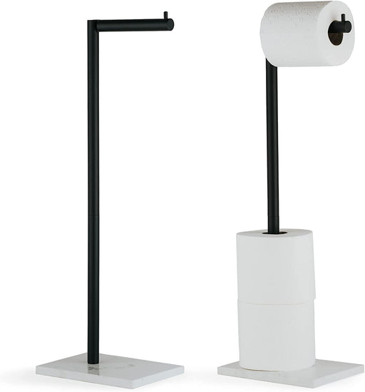 Matte black freestanding toilet paper holder