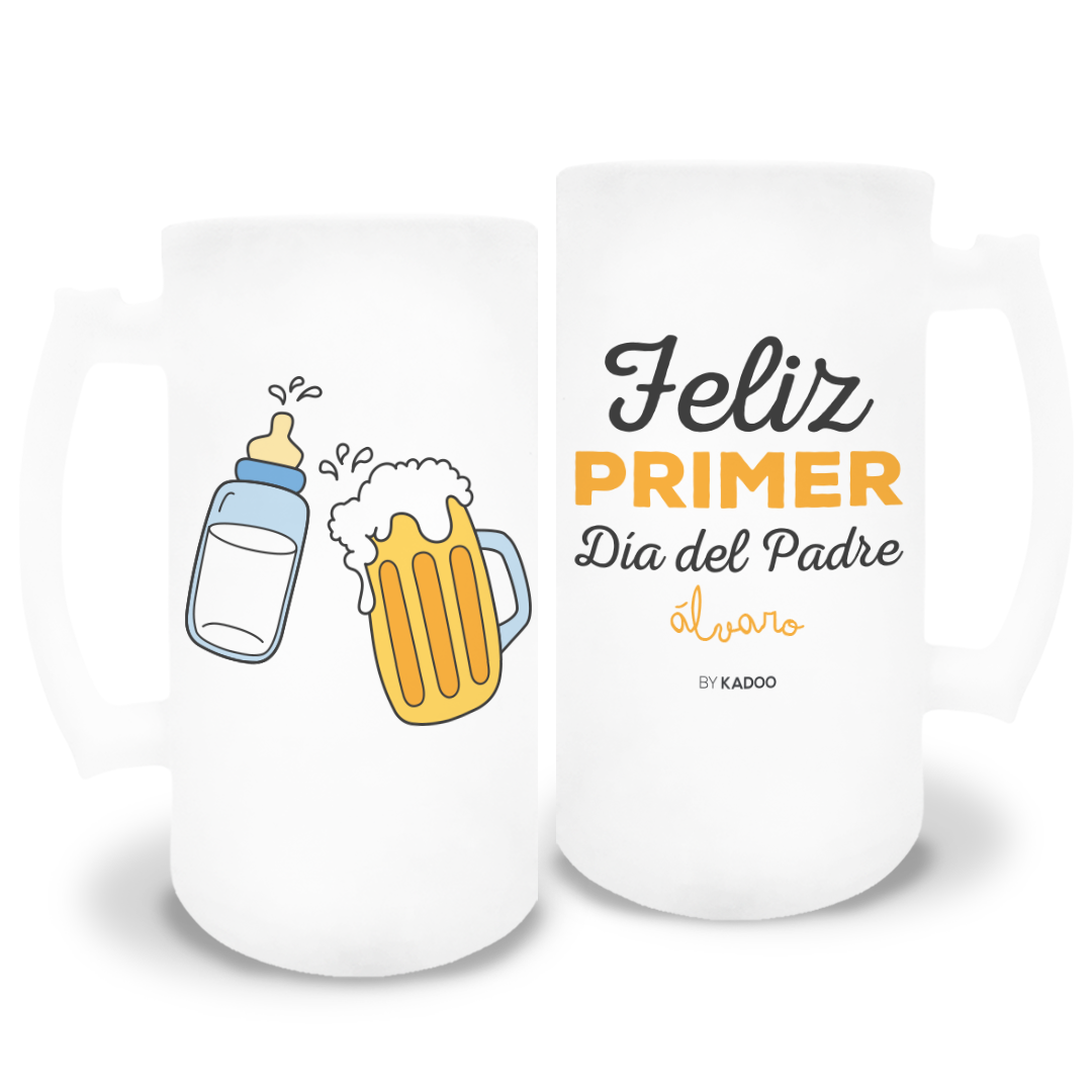 Jarra de Cerveza de Cristal Esmerilado Personalizada Día del Padre Fel –  Kadoo Regalos