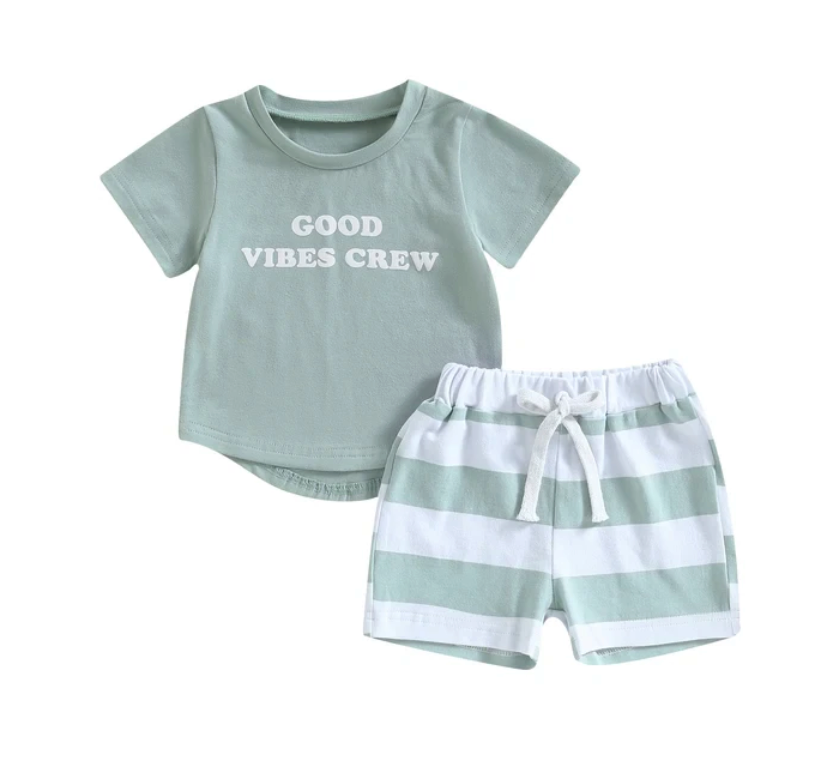 Light Blue Good Vibes Crew Set