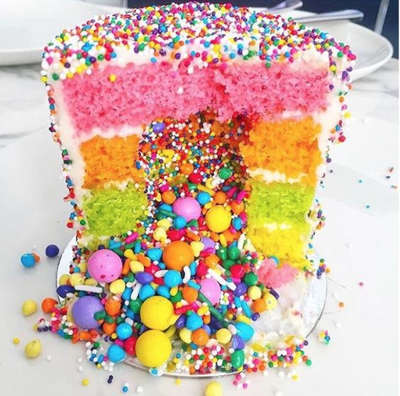 Rainbow explosion cake with hidden sprinkles – the ultimate surprise inside!