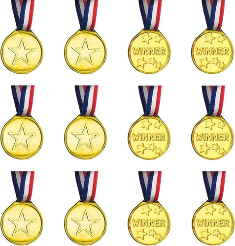 ArtCreativity Gold Plastic Trophies for Kids - Pack of 12 Golden Colored  Trophy Set - 4 Inch Award Cups for Football, Soccer, Baseball, Carnival