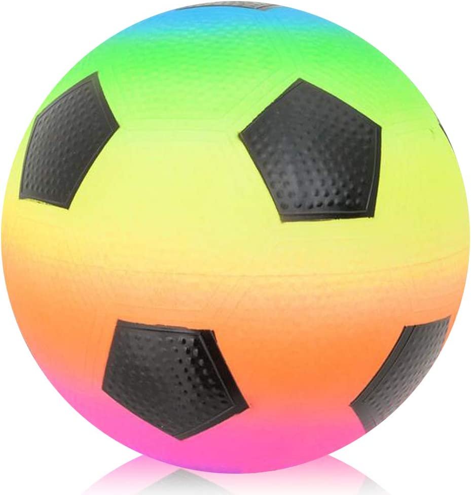 Rainbow Basketball for Kids, Bouncy 9” Rubber Kick Ball for