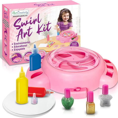 ArtCreativity Swirl Painting Kit for Kids, Friction Powered Spin