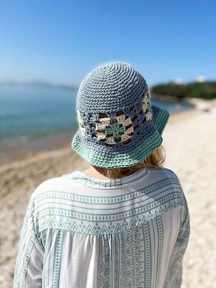 Delia- the Striped Crochet Sisal Bucket Hat 4 Color Ways