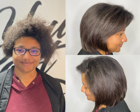 This is an example of one of Ippodaro Natural Salon's clients going from Frizzy to Fabulous! This image is used to showcase how frizzy hair can get tame!