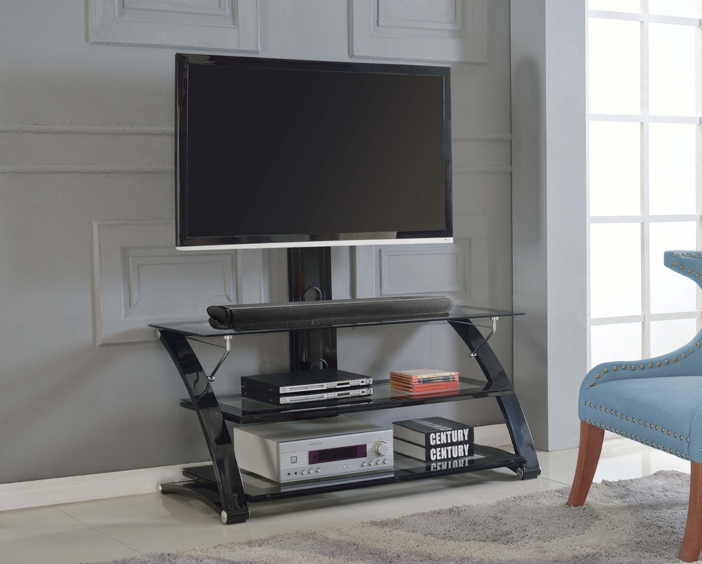 clear glass tv stand with mount