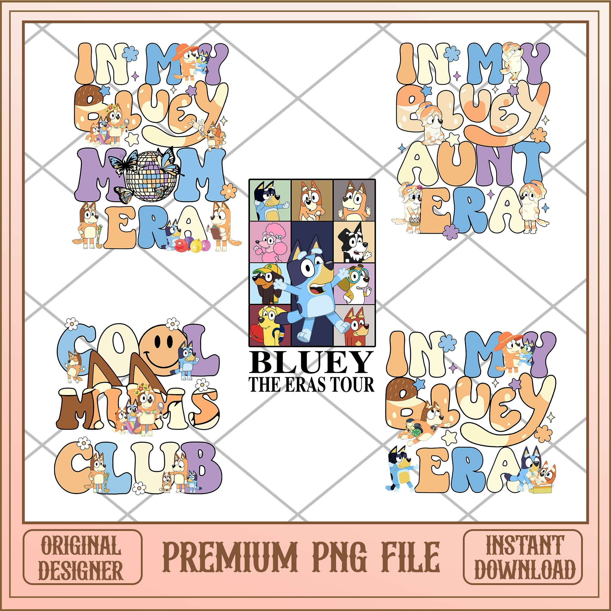 Bluey the eras tour png bundle, cartoon svg