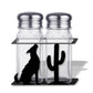 Coyote Scene Metal and Glass Salt and Pepper Set - Choose Color - Specialty Decor by Sunland Home