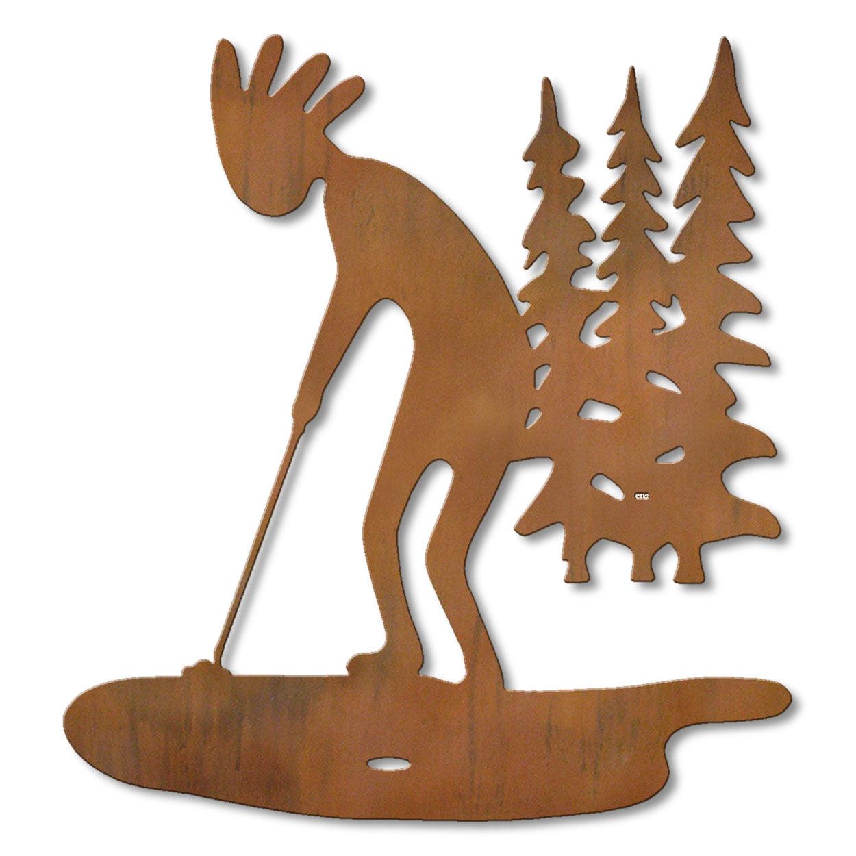 Pure Colors Collection 24in H x 22.2in W Metal Wall Art - Kokopelli Putter Trees - Choose Color - Made in USA - Specialty Decor by Sunland Home