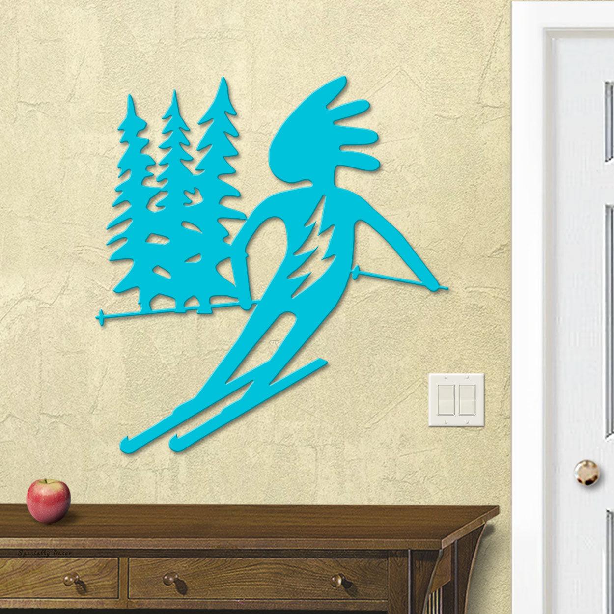 625026XL Pure Colors Collection 30in H x 28in W Metal Wall Art - Kokopelli Skier