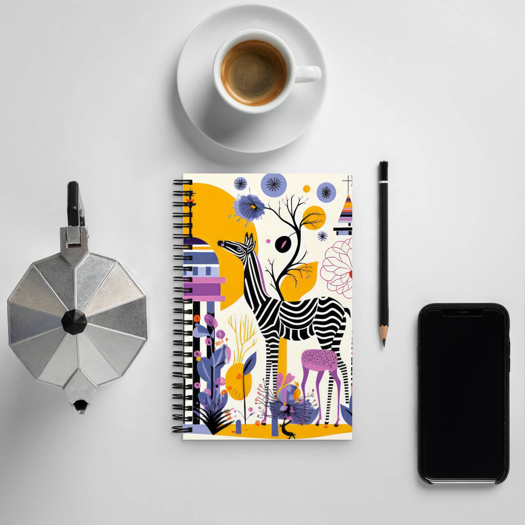 Spiral-Notizbuch-Schreibtischdekor von farbenfroher AI-Kunst