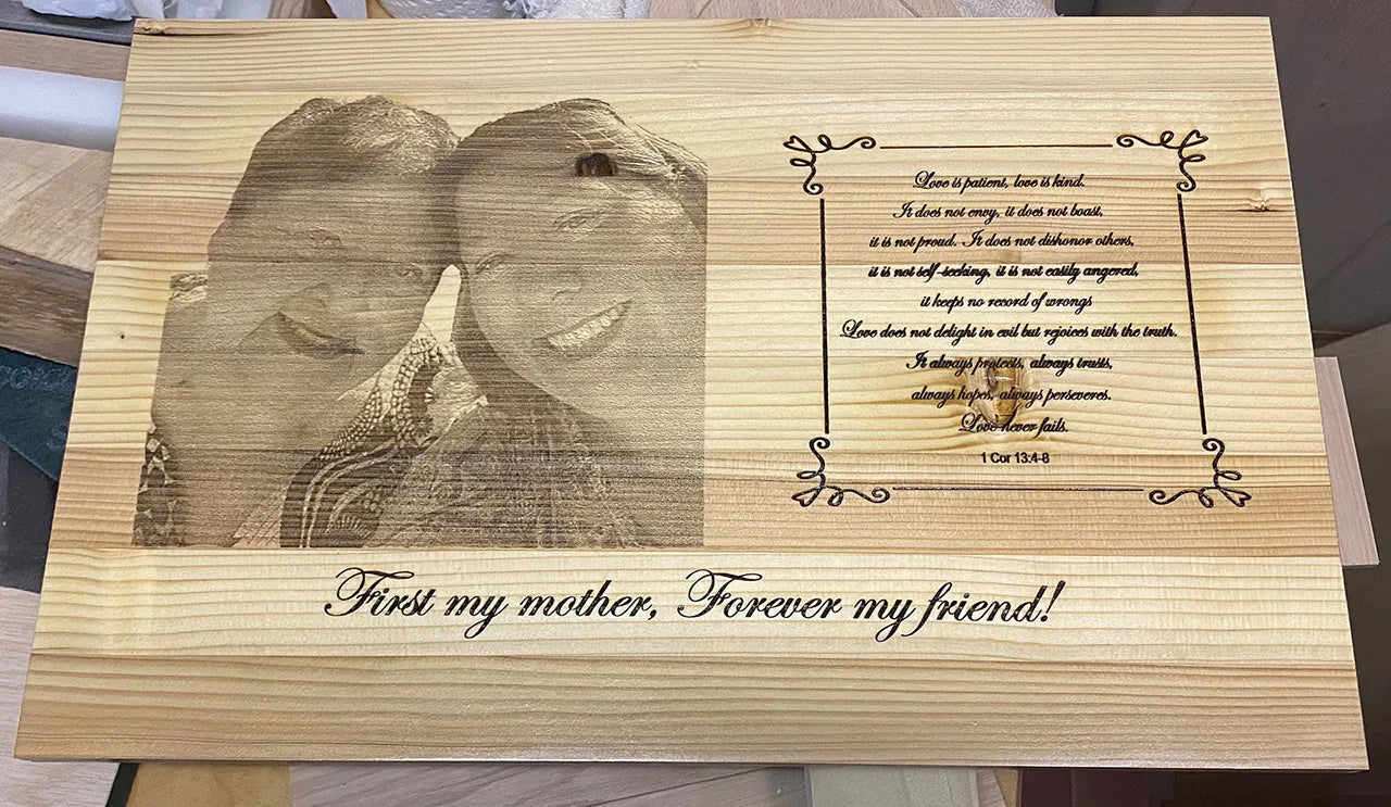 Custom Laser Engraved Photo Sign - Reclaimed Pine