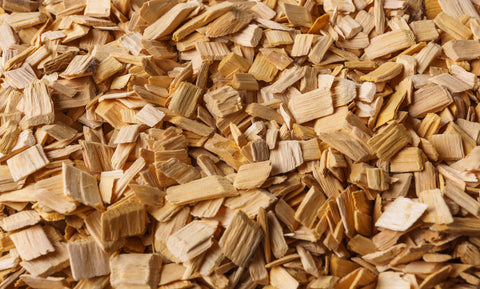 Pile of old wood chips , scrap wood - for Background Stock Photo