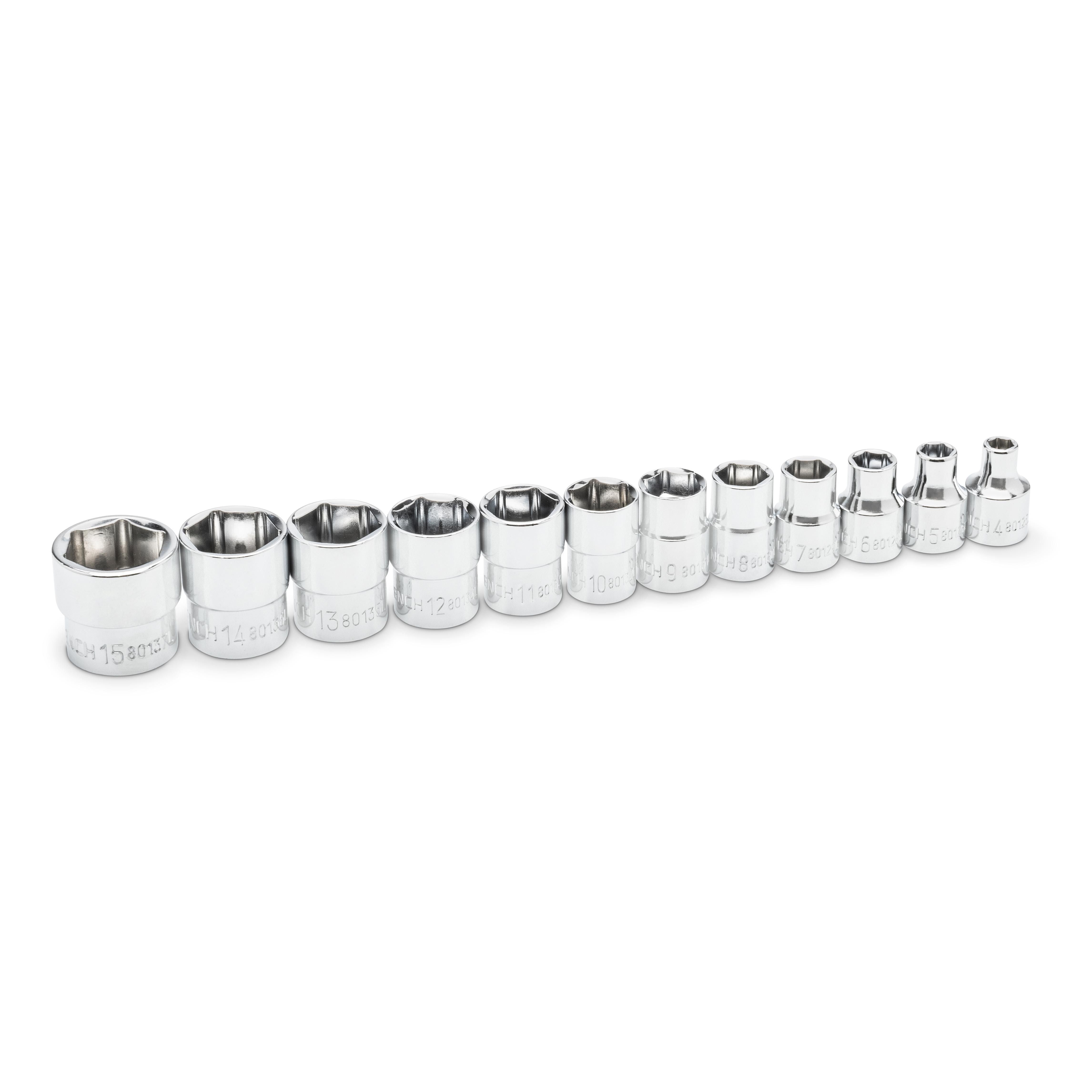 GearWrench 81394 12 Piece 1/4" Drive 6 Point Stubby Socket Set Metric