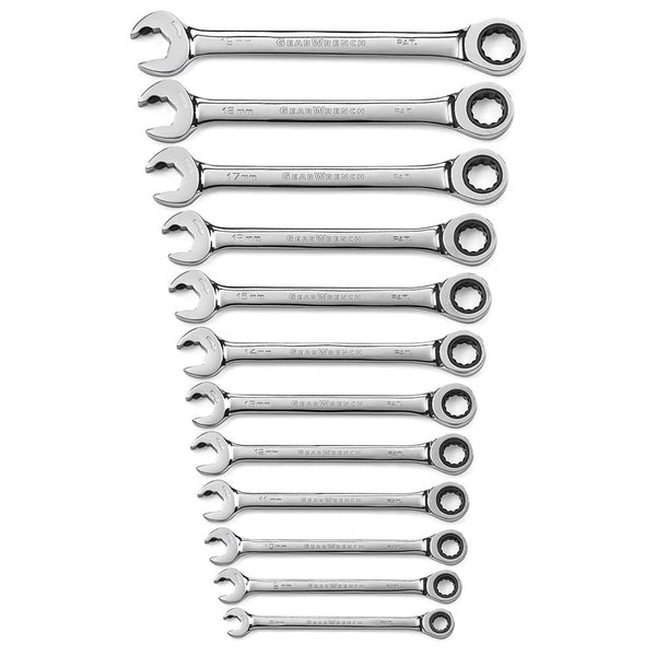 GearWrench 9902D 16 Pc. 72-Tooth 12 Point Flex Head Ratcheting Combination  Metric Wrench Set