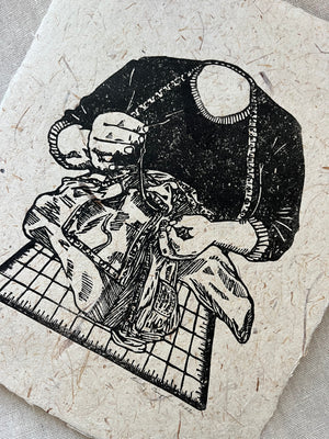 "Needling" Original Linoleum Block Print - Emily Cooper Creations - Linoleum Block