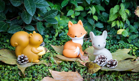 veilleuses animaux de la forêt : renard, souris et ecureuil