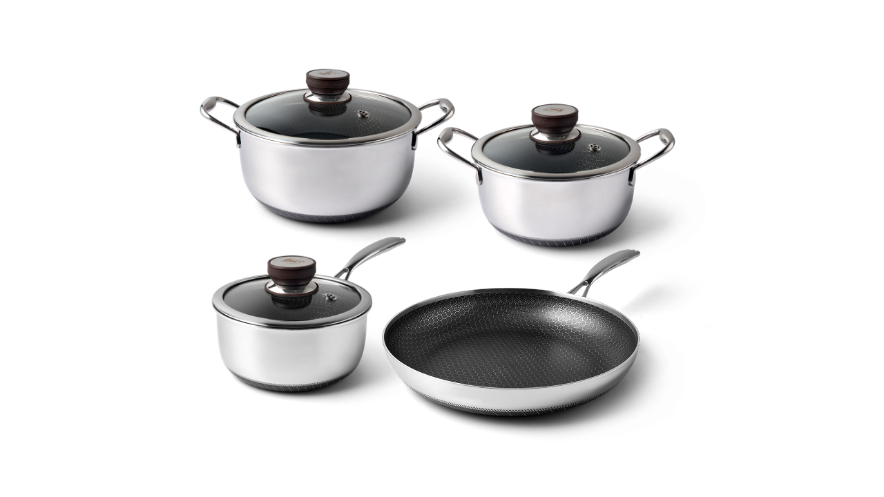 Billede af Sumisu - Fusion Non-stick Sæt m/ 3 Gryder + 1 stk. 30 cm Stegepande - Ildfast op til 300 grader - Tåler Opvaskemaskine - Tåler Metalredskaber - Til induktion og gas