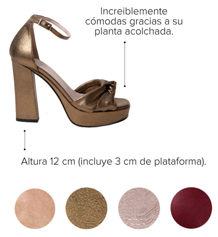 Imagen con detalles sandalia de tacón con plataforma Arlena knot capuccino, mint&rose
