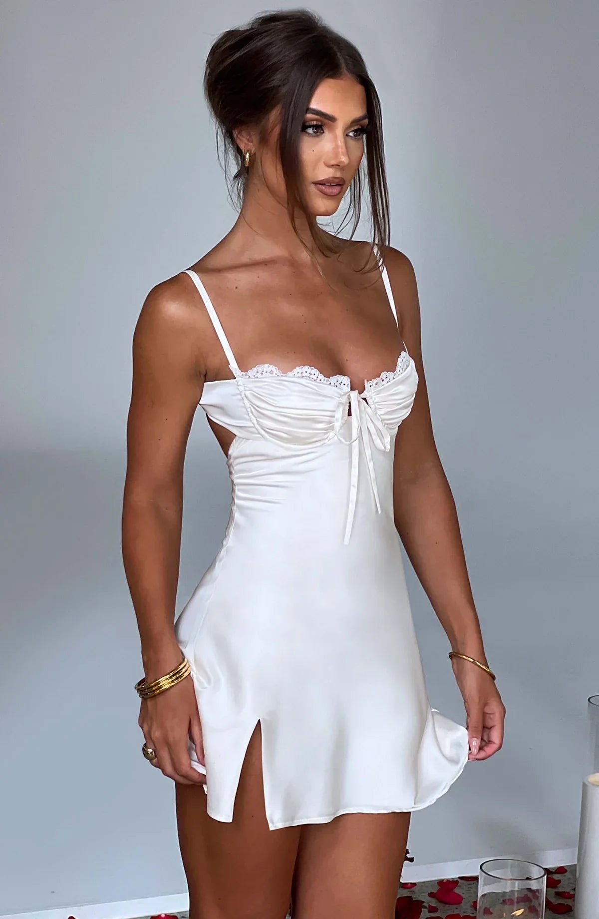 Glamorous White Aria Mini Dress - VAELIE product image