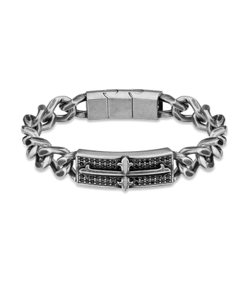 Custom Engraved Sterling Silver Men's Curb Link ID Bracelet - PGS137