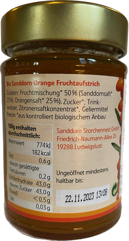 Storch. Bio Sanddorn Orange Fruchtaufstrich