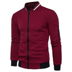 Men&#39;s Casual Plaid Cardigan Plush Zip Sweatshirt Stand Collar Jacket Slim Fit Long Sleeve Street Coat Hot Fashion Male Clothes