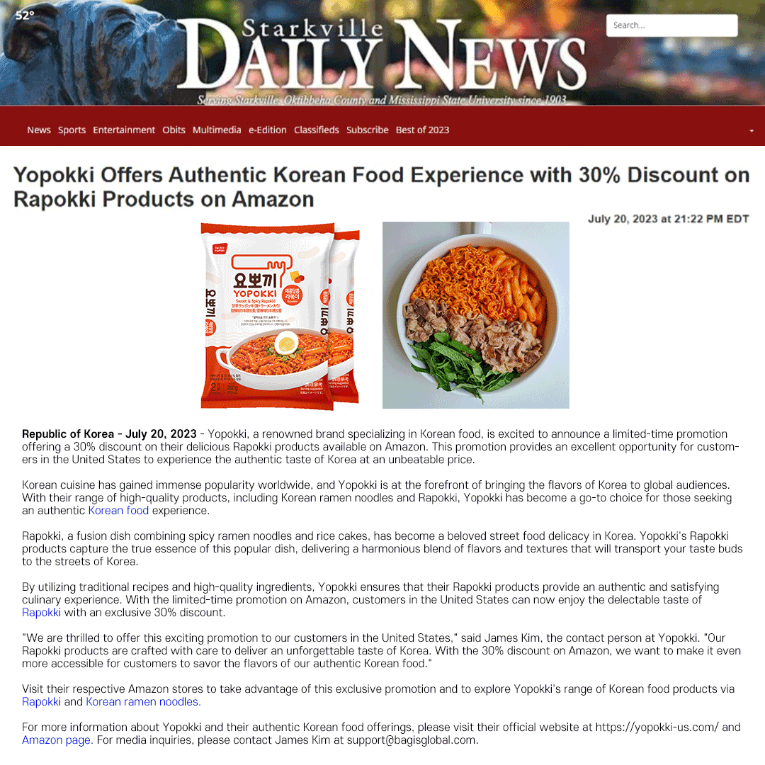 Yopokki Offers Authentic Korean Food Experience with 30% Discount on Rapokki Products on Amazon