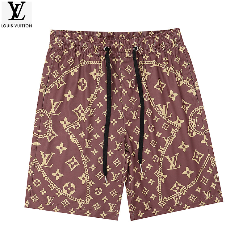 LV Louis Vuitton Summer Fashion New Men Shorts Casual Shorts Beachwear Print Quick Dry Shorts Drawst