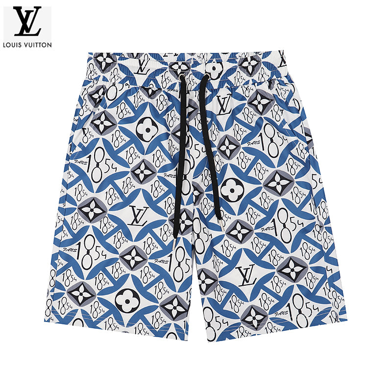 LV Louis Vuitton Summer Fashion New Men Shorts Casual Shorts Beachwear Print Quick Dry Shorts Drawst