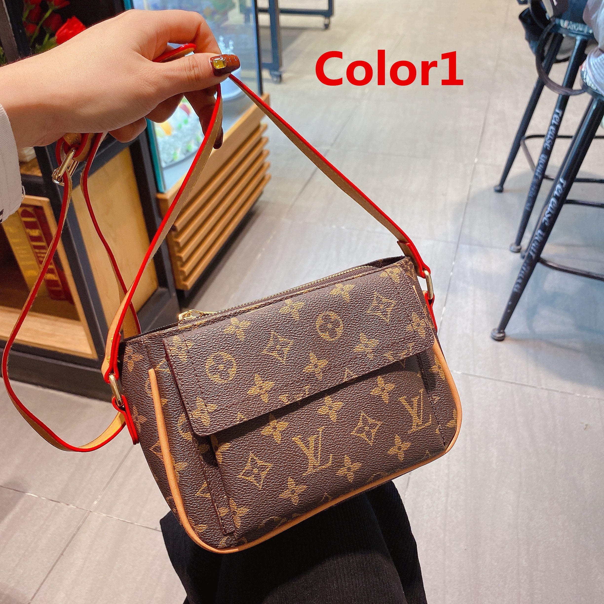 Louis Vuitton LV Classic Jacquard Women's Leather Bag Vintage Bag Tofu