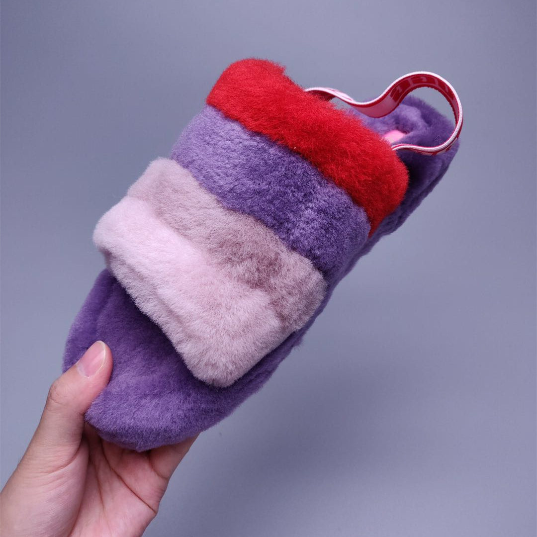 UGG Oh Yeah Fluffy Sandals Ladies Winter Warm Furry Open Toe Sandals Women's Fashion Fluff Yeah 