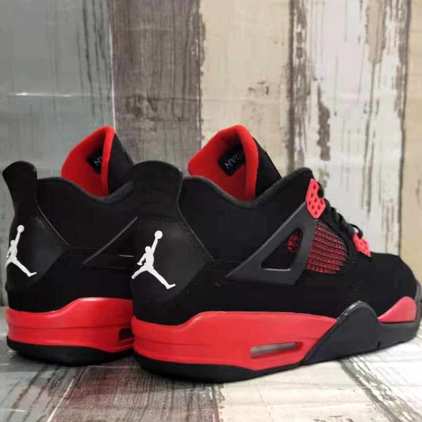 Nike Air Jordan 4 AJ4 Black Red Retro Basketball Shoes Men's and Women's Sneakers Couple Cas