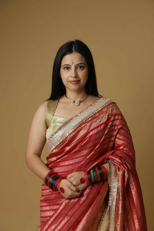 अतरंगी Saree - Red Elegance: Sustainable & Elegant Cotton Saree