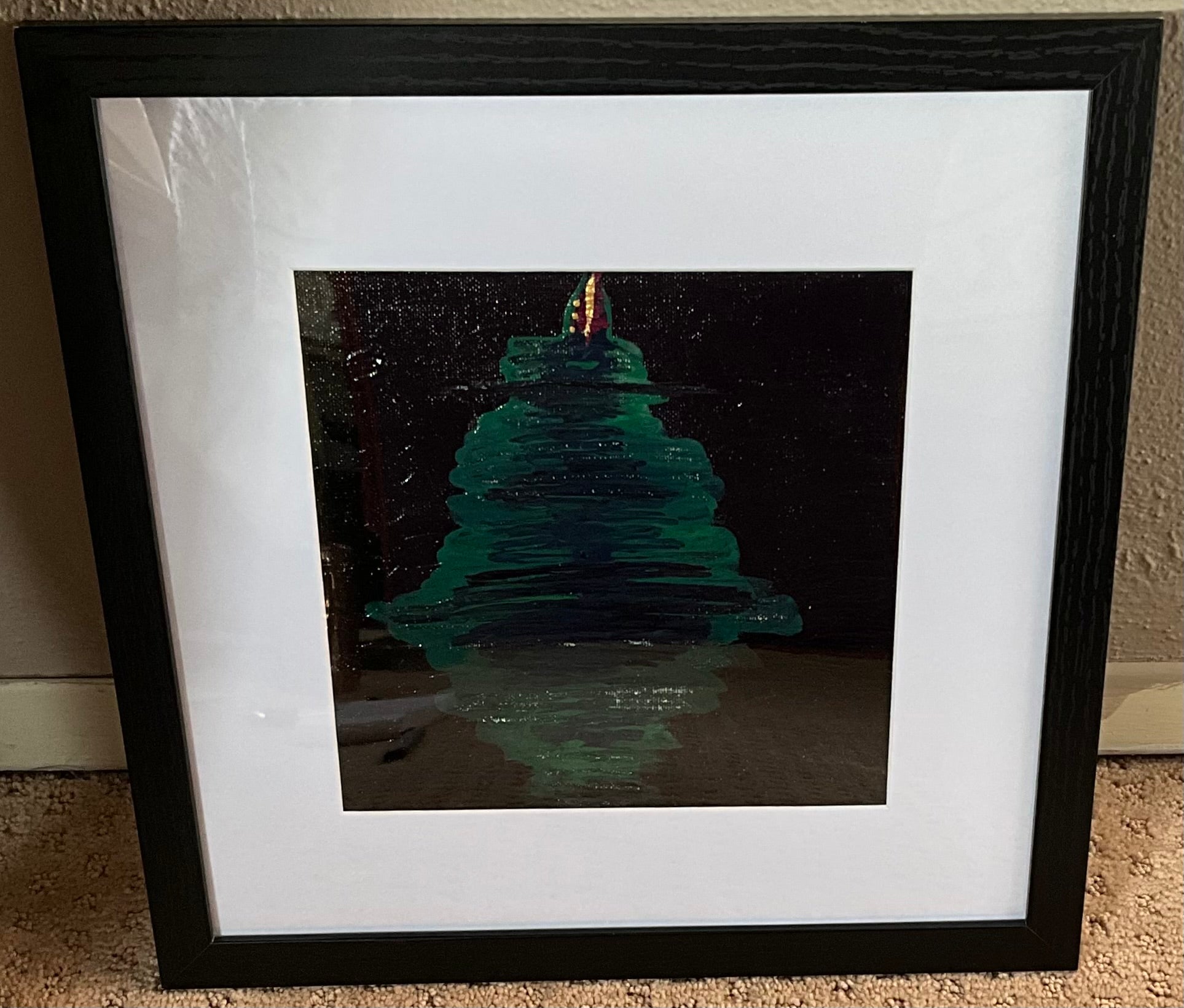 “Love from Heaven - Anahata” - 12”x12” Acrylic Painting on Canvas Framed and Matted