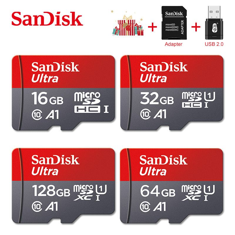SanDisk Class10 Memory card + Adapter + Card reader