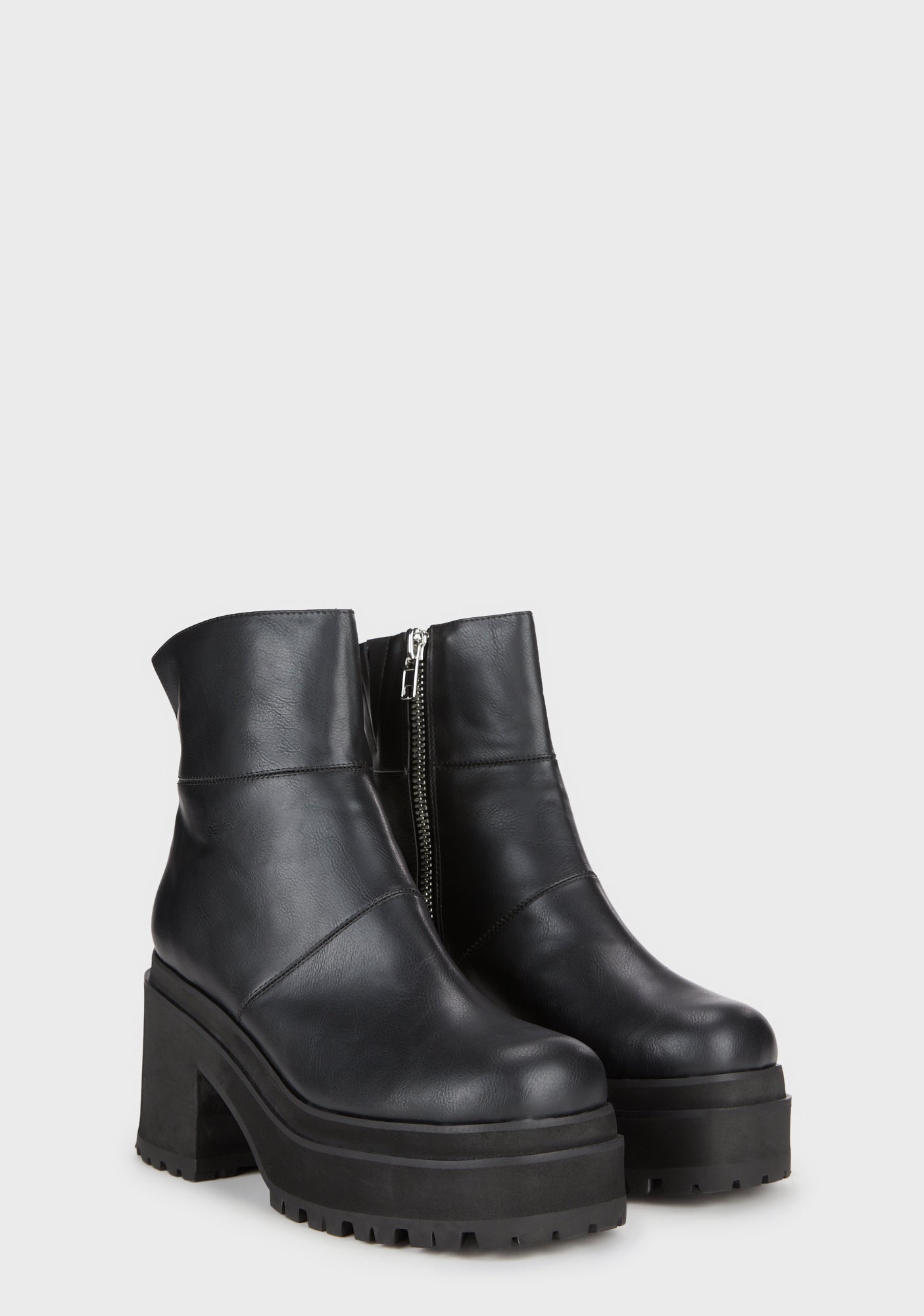 Delia's by Dolls Kill Faux Leather Platform Ankle Boots - Black