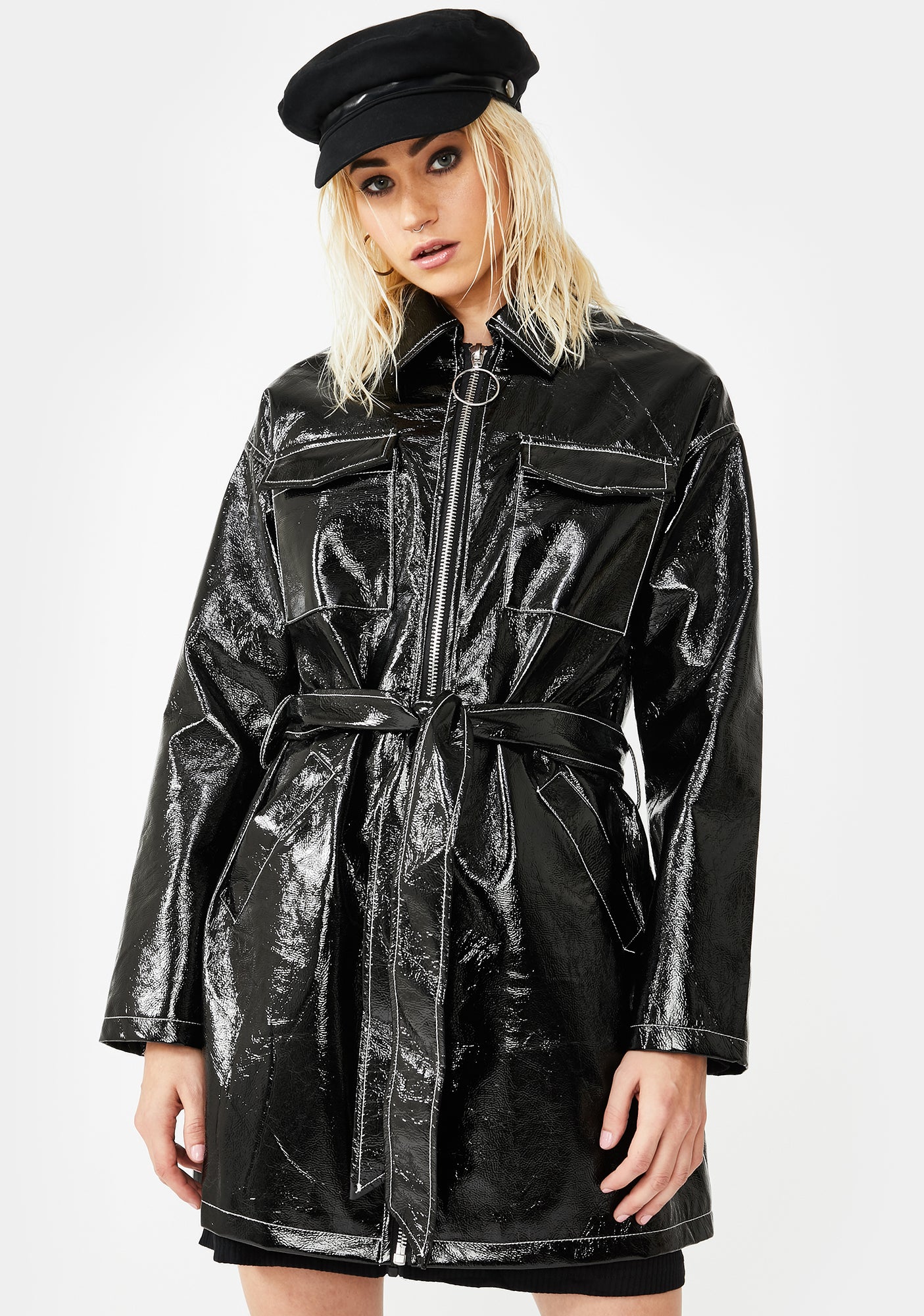 Belted Vegan Leather Trench Coat#N# – Dolls Kill