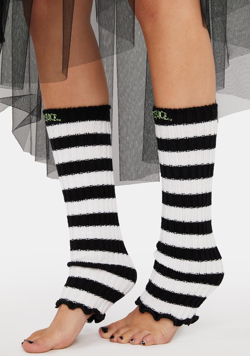 Dolls Kill X Beetlejuice Striped Knit Leg Warmers - Multi