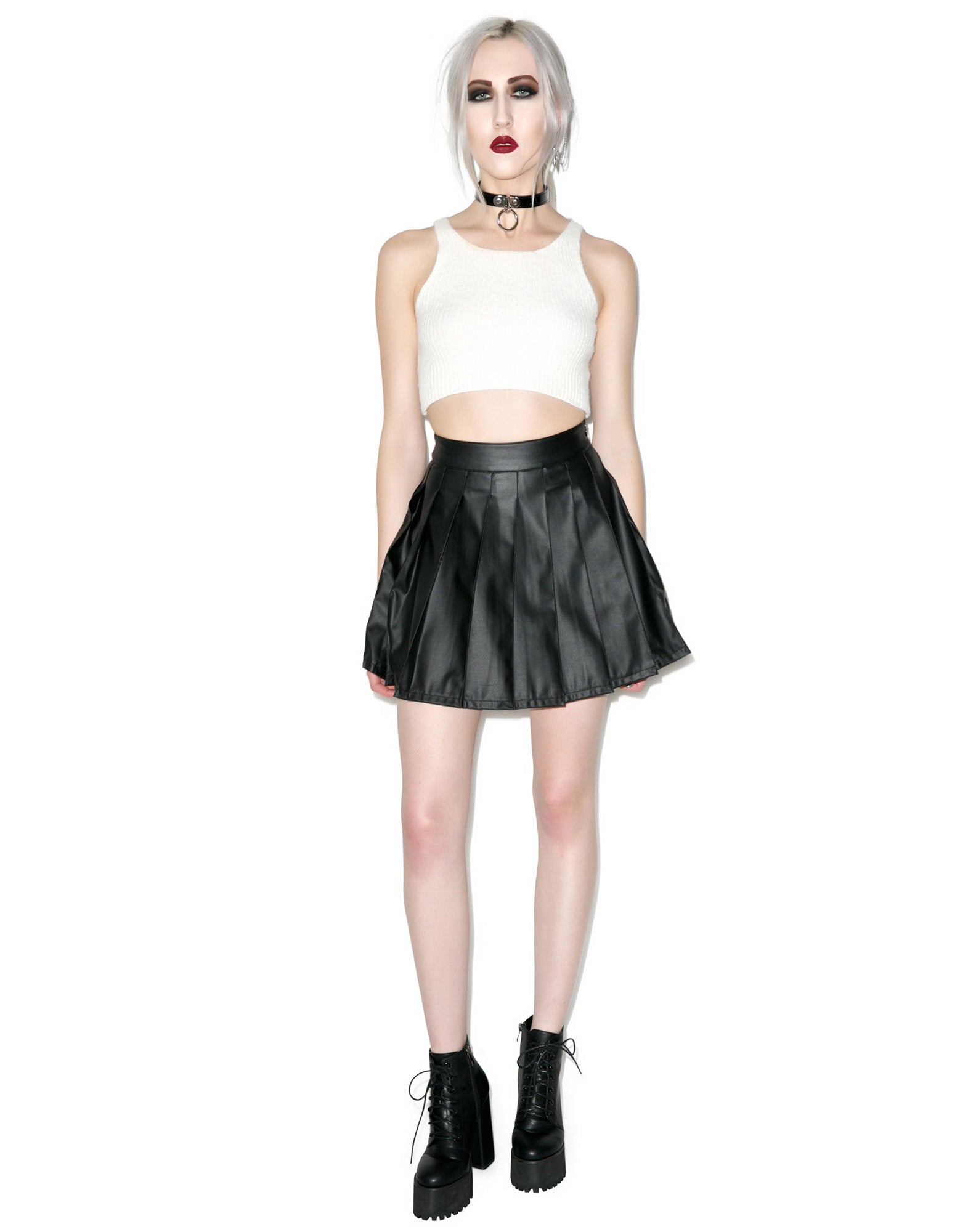 Vinyl Vixen Pleated Skirt – Dolls Kill