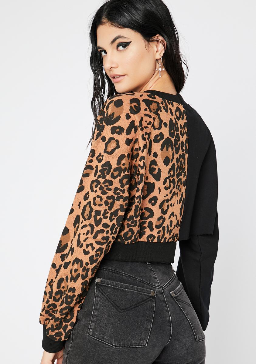 Leopard Sweater Splice Crop – Dolls Kill